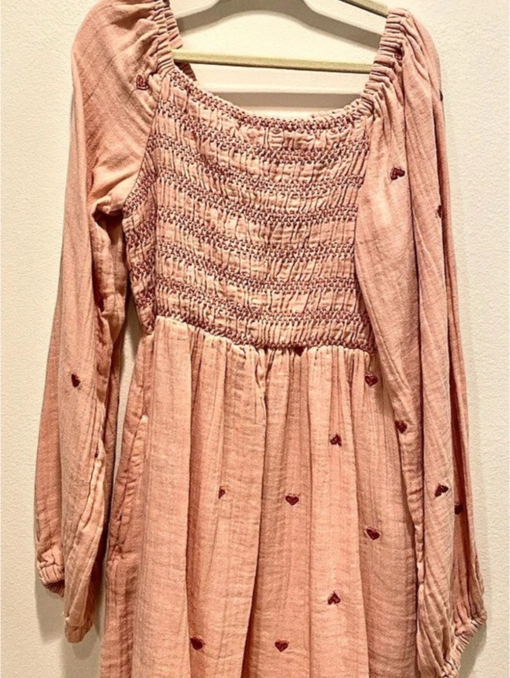 Cat & Jack Pink Embroidered Heart Mini Dress Size Small